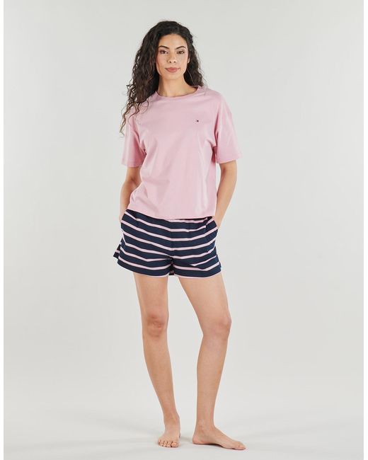 Tommy Hilfiger Pink Sleepsuits Ss Prt Pj Short Set (ext. Sizes)