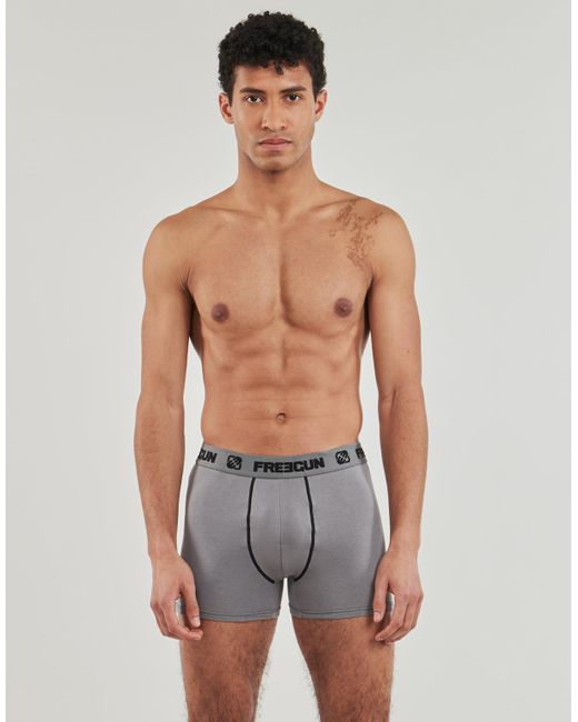 Freegun Gray Boxer Shorts Boxers Coton P2 X4 for men