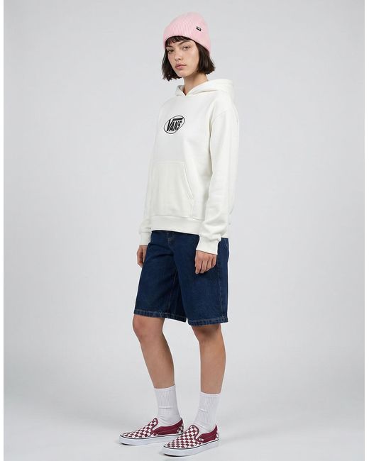Vans White Hoodies Oval Logo Relaxed Pullover
