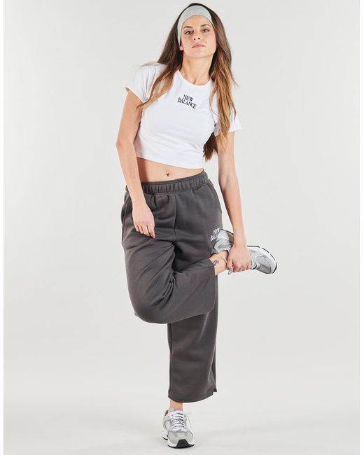 New Balance Gray Tracksuit Bottoms Linear Heritage Fleece Barrel Pant