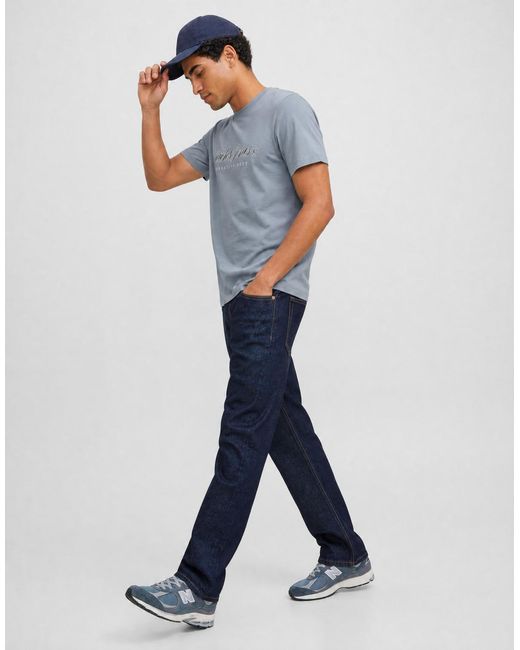 Jack & Jones Blue T Shirt Jormontauk Type Front for men