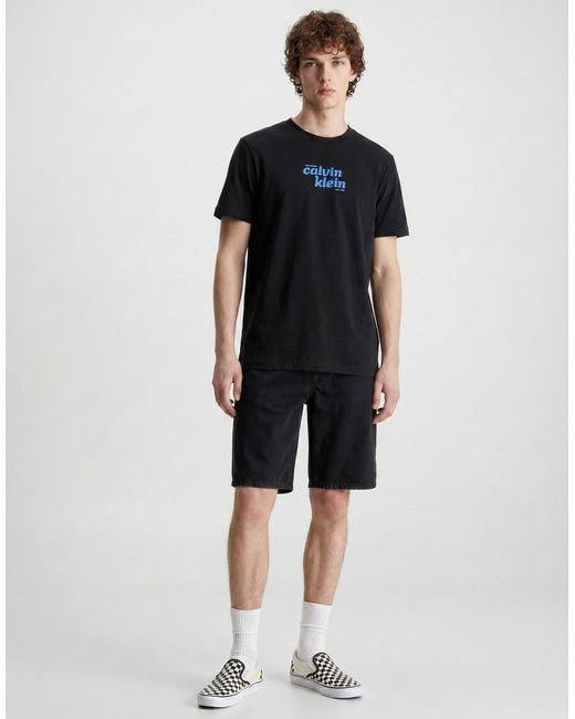 Calvin Klein Black T Shirt Ss 20s Calvinklein Trvl Fontgra for men