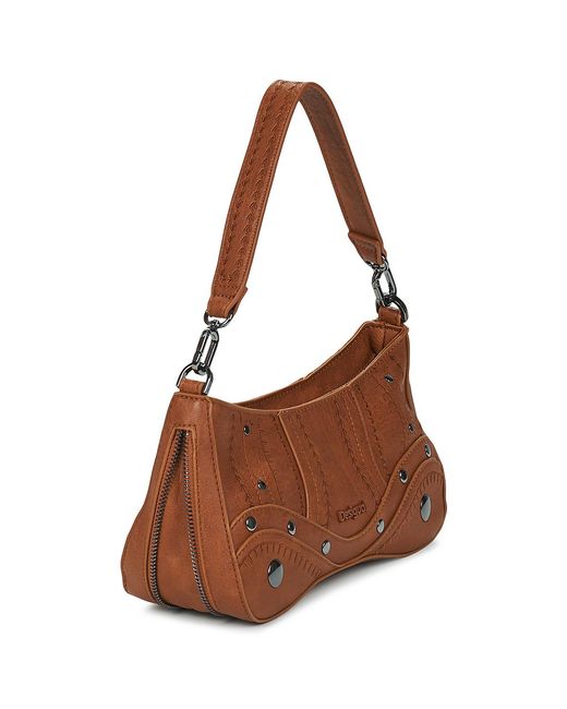 Desigual Brown Shoulder Bag Embro Patch Alsacia