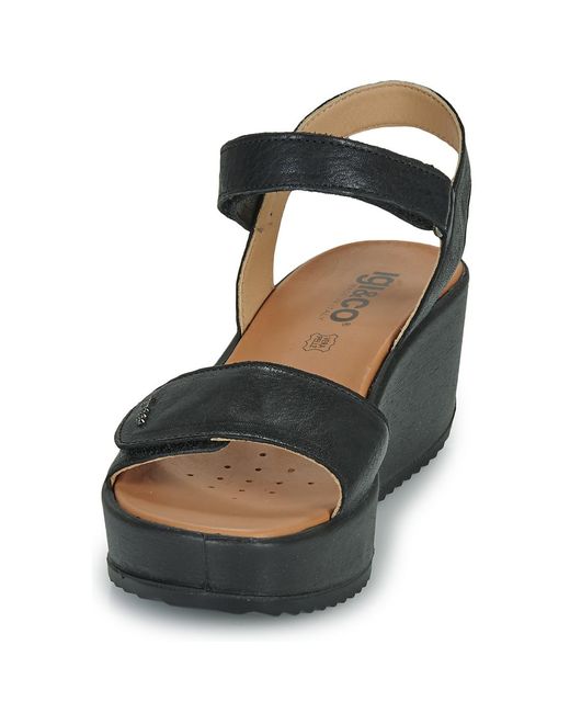 Igi&co Black Wedge Sandals D.candy
