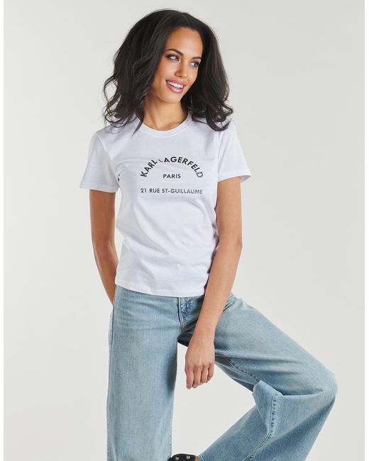 Karl Lagerfeld Blue T Shirt Rsg Glitter Petite T-shirt
