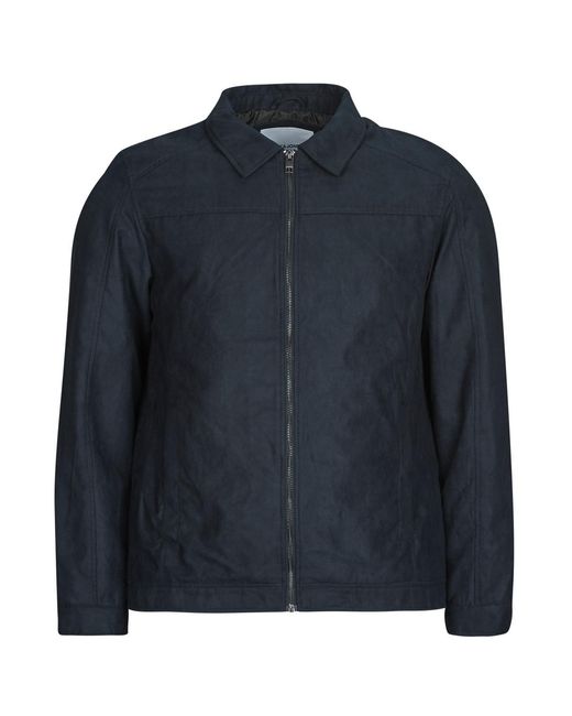 Jack & Jones Blue Leather Jacket Jjedylan for men