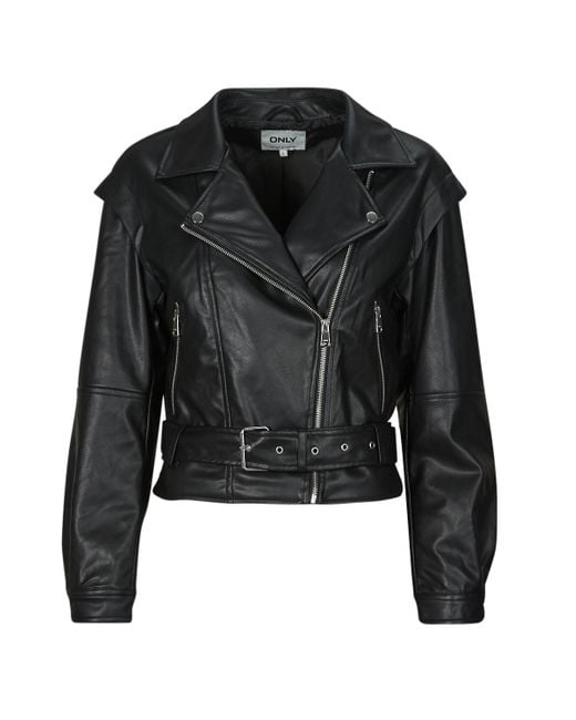 ONLY Black Leather Jacket Onlraven