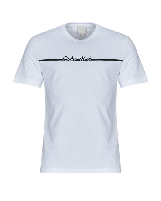 Calvin Klein Blue T Shirt Split Line Logo T-shirt for men
