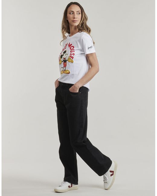 Desigual White T Shirt Mickey Mouse