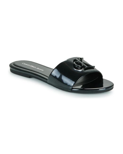 Calvin Klein Black Mules / Casual Shoes Flat Sandal Slide Mg Met