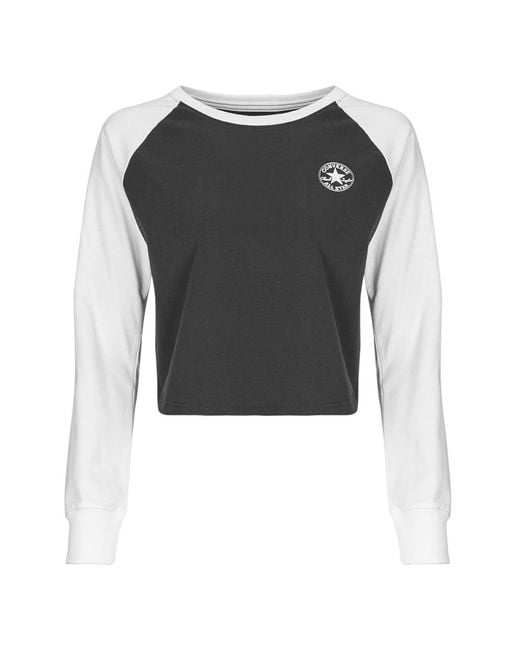 Converse Gray Long Sleeve T-shirt Raglan Long-sleeve Top
