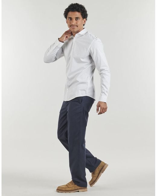 Jack & Jones White Long Sleeved Shirt Jprblablackpool Print for men