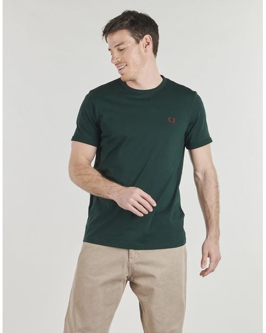 Fred Perry Green T Shirt Ringer T-shirt for men