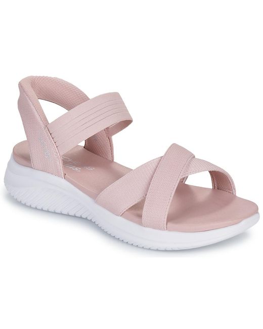 Skechers Pink Flat Sandals Slip Ins Ultra Flex 3.0 Never Better