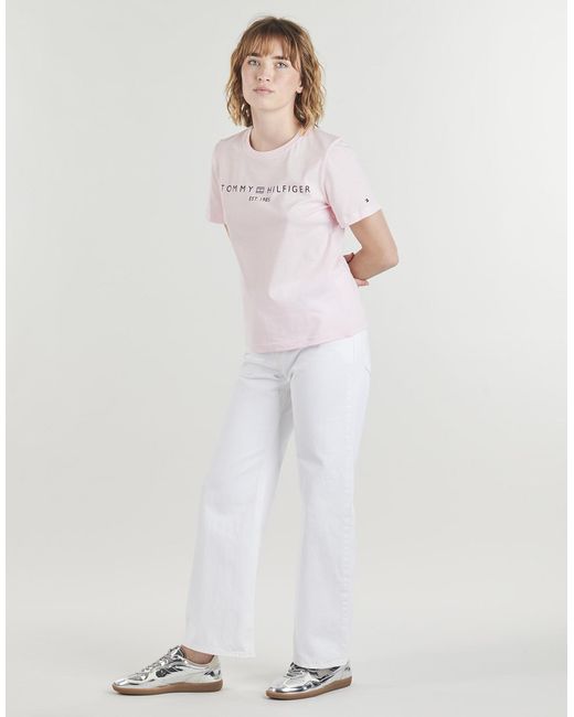 Tommy Hilfiger White T Shirt Reg Corp Logo C-nk Ss