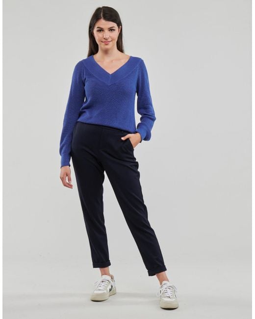 Vero Moda Blue Straight Trousers Vmmaya Mw Loose Solid Pant Noos
