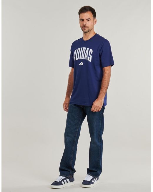 Adidas Blue T Shirt Collegiate Lineage Graphic T-shirt for men