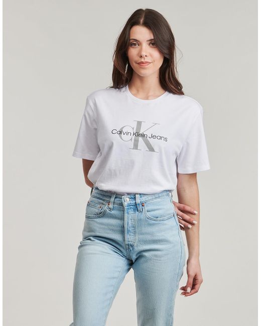 Calvin Klein White T Shirt Ss Hero Monologo Tee 30s