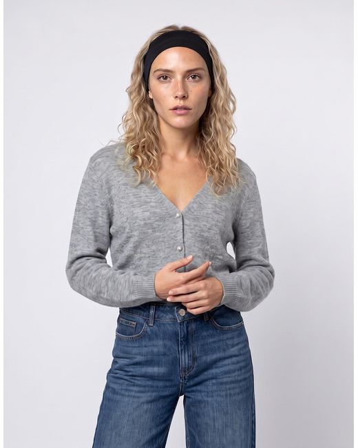 ONLY Gray Cardigans Onladele Ls Lace Mix Revers Cardi