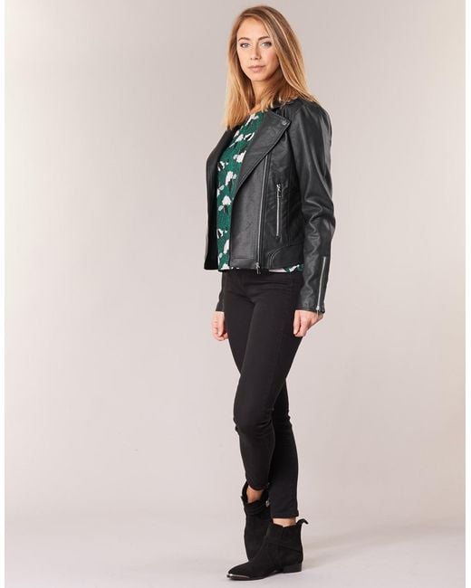 Vila Gray Vicara Leather Jacket