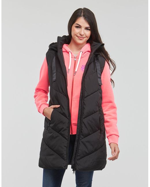 Jdy Black Duffel Coats Skylar Padded Hood Waistcoat Otw