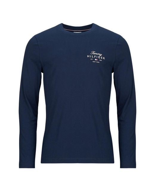 Tommy Hilfiger Blue Long Sleeve T-shirt Script Stack Ls Regular Tee for men