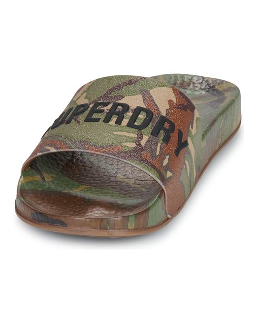 Superdry Brown Tap-dancing Camo Print Pool Slide for men