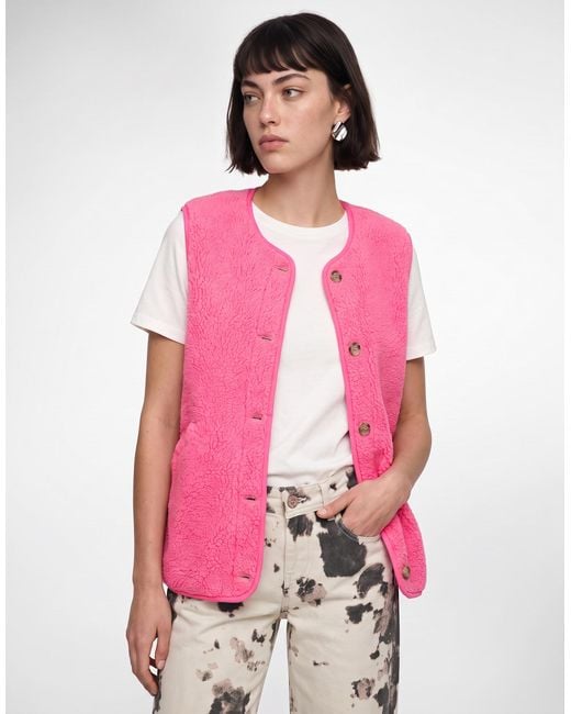 ONLY Pink Fleece Jacket Onlbaby Teddy Vest