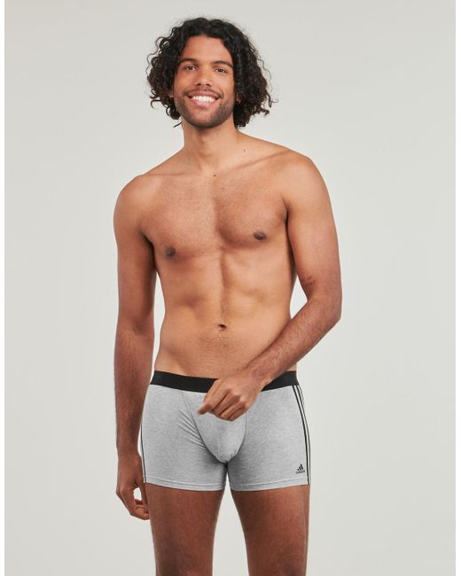 Adidas Gray Boxer Shorts Active Flex Cotton 3 Stripes for men