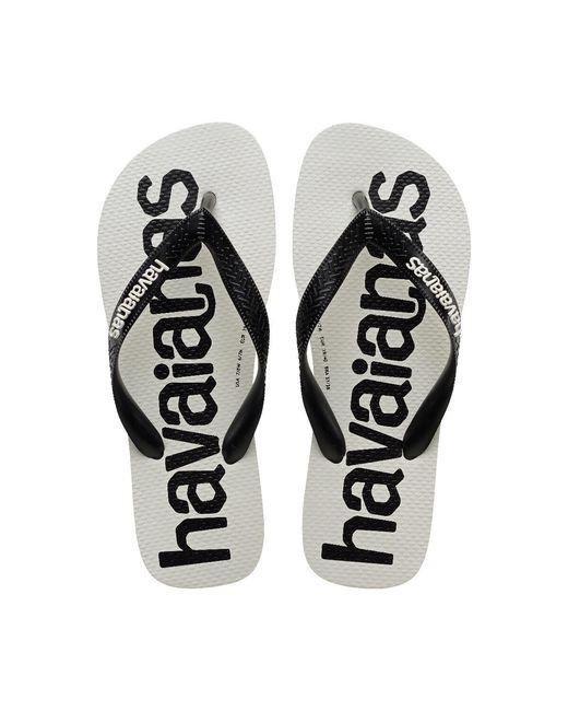 Havaianas Black Flat Sandals Top Logomania