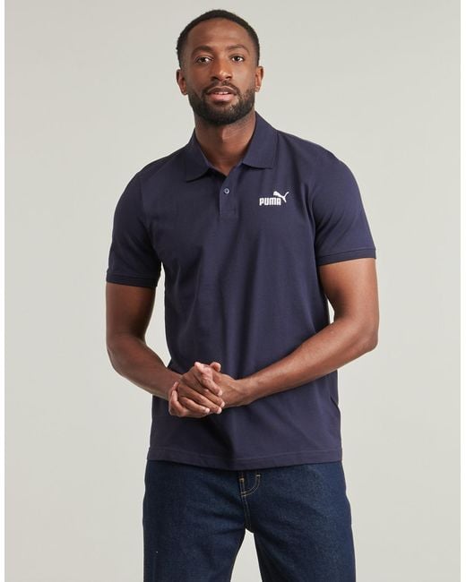 PUMA Blue Polo Shirt Ess No. 1 Logo Pique Polo for men