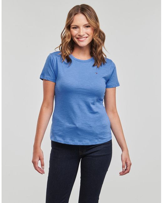 Tommy Hilfiger Blue T Shirt 1985 Slim Slub C-nk Ss