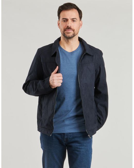 Jack & Jones Blue Leather Jacket Jjedylan for men