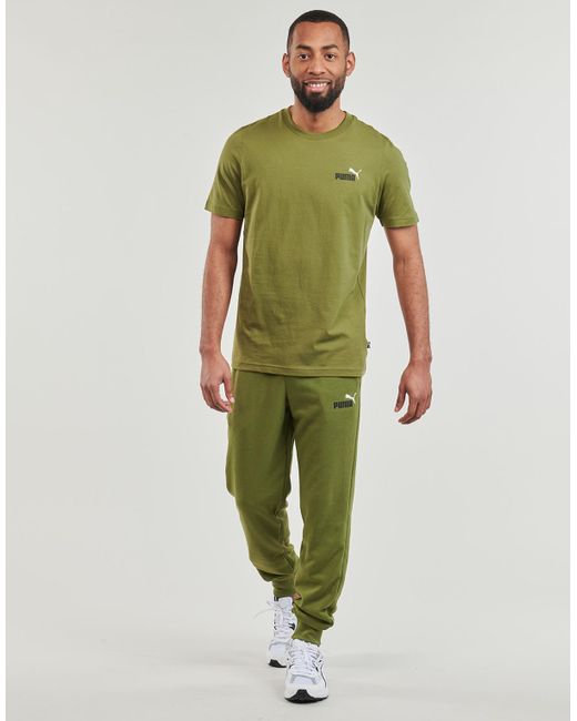 PUMA Green Tracksuit Bottoms Ess+ 2 Col Logo Pants Tr Cl for men