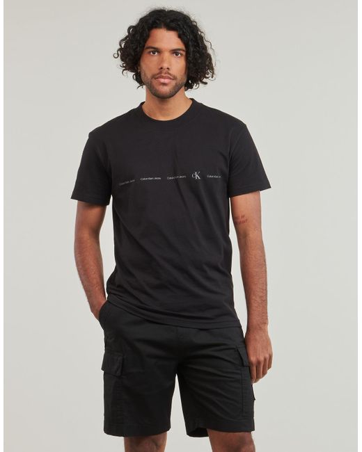 Calvin Klein Black T Shirt Logo Repeat Tee for men