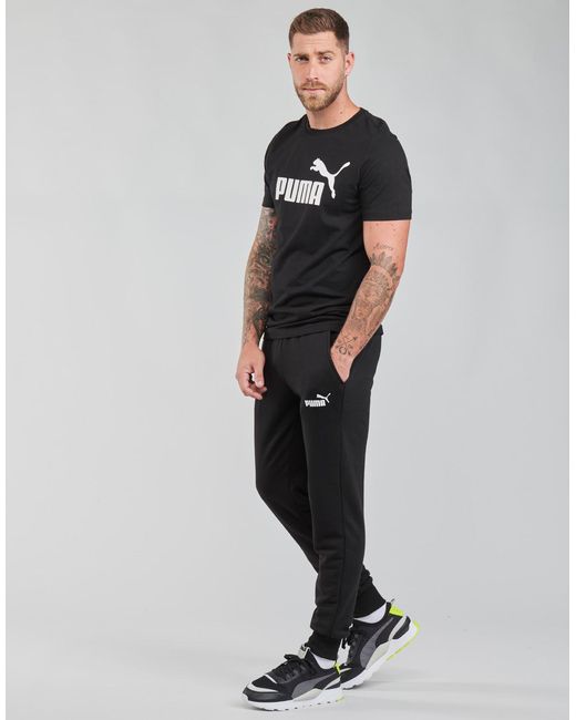 PUMA Black Ess Logo Pants Fl Cl Sportswear for men