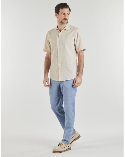 Only & Sons White Short Sleeved Shirt Onscaiden Life Ss Sol Res Linen for men