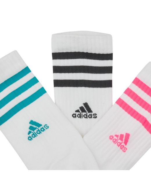 Adidas White Socks 3-stripes Cushioned Crew Socks 3 Pairs
