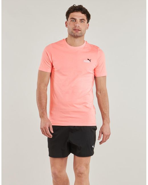 PUMA Pink T Shirt Ess 2 Color Small Logo Tee for men