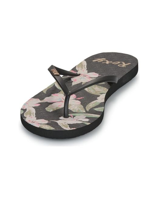 Roxy Black Flip Flops / Sandals (shoes) New Viva Printed