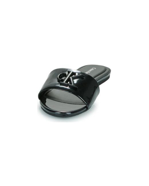 Calvin Klein Black Mules / Casual Shoes Flat Sandal Slide Mg Met