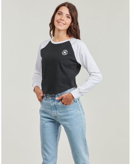 Converse Gray Long Sleeve T-shirt Raglan Long-sleeve Top