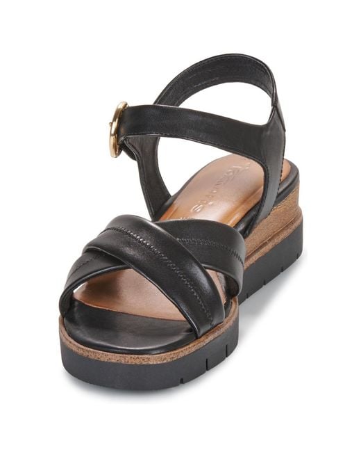 Tamaris Black Wedge Sandals 28202-003