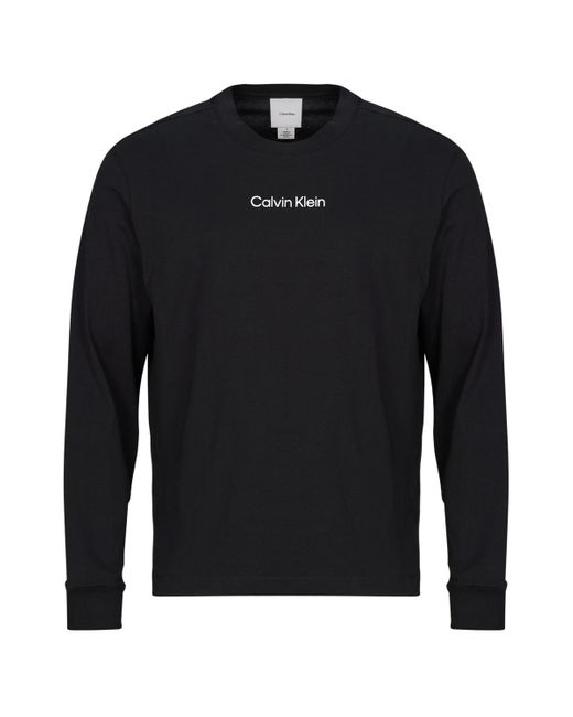 Calvin Klein Black Long Sleeve T-shirt Ls Rlxd Standard Logo Crewnk Tee for men