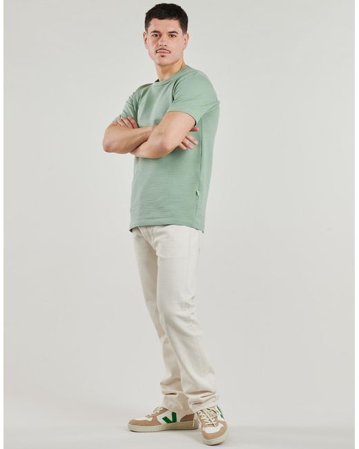 SELECTED Green T Shirt Slhsander Seersucker for men