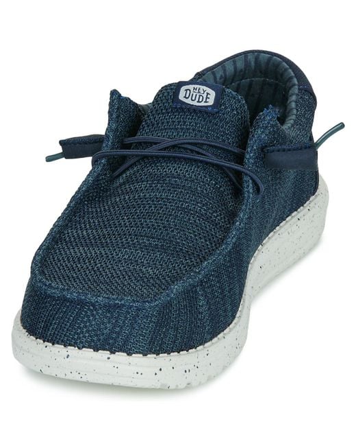 HeyDude Blue Slip-ons (shoes) Wally Stretch Sox for men