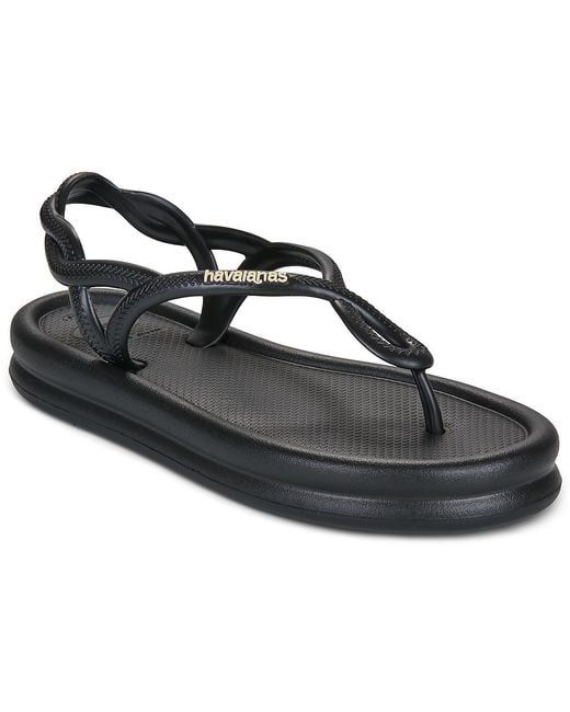 Havaianas Black Flat Sandals Luna Puffed Up