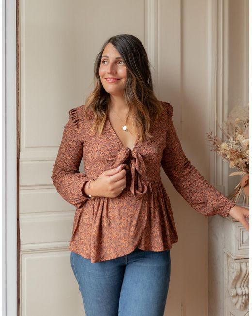 Celeste Brown Blouse Rossignol