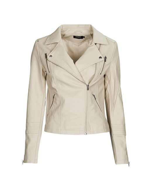 ONLY Natural Onlgemma Faux Leather Biker Otw Noos Leather Jacket