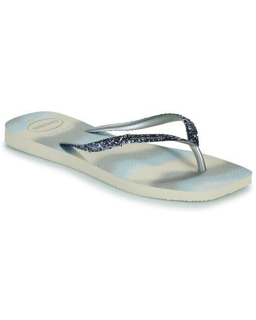 Havaianas Blue Flip Flops / Sandals (shoes) Slim Square Glitter Party